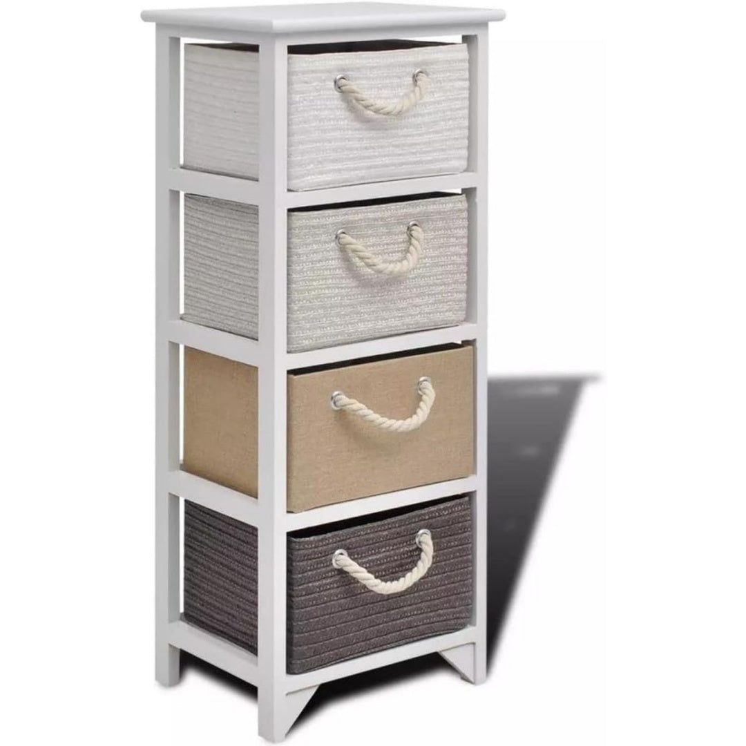 4 Schubladen praegen das Sideboard in Weiss und Mehrfarbig
