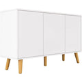 Grifflose Fronten und Holzbeine an dem Sideboard