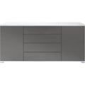 Sideboard mit matten Oberflaechen und LED Beleuchtung