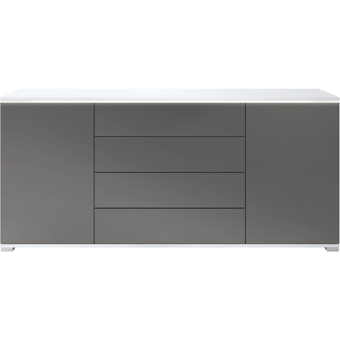 Sideboard mit matten Oberflaechen und LED Beleuchtung
