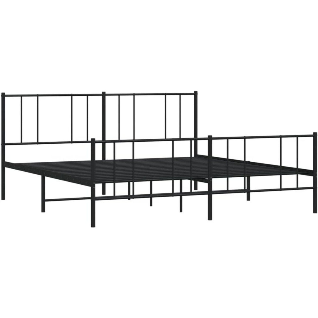 Das Bettgestell misst 180 x 200 cm in Schwarz