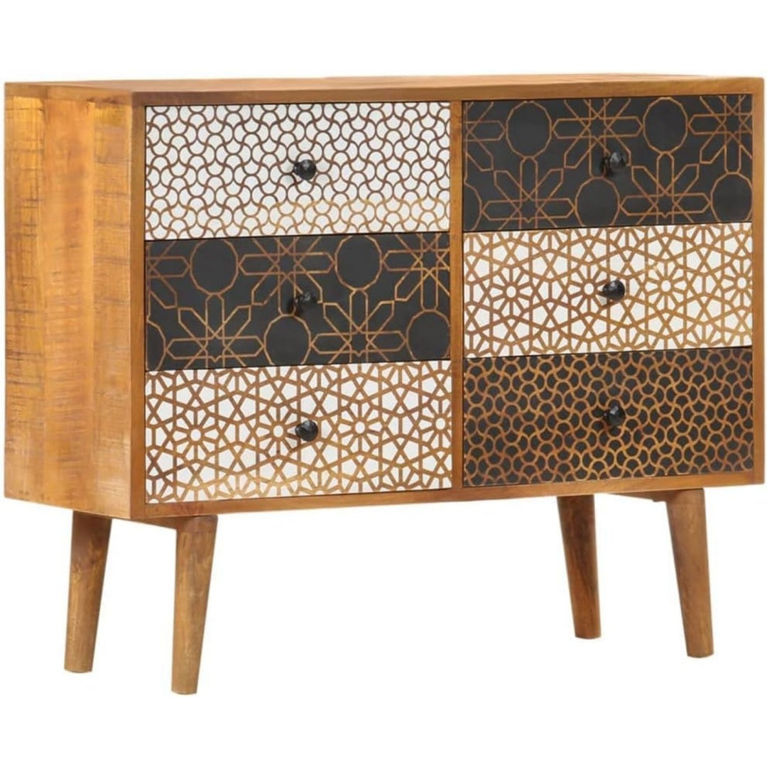 Sideboard aus Massivholz und Mangoholz mit 6 Schubladen