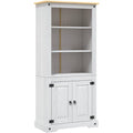 Offene Ablagen an dem Sideboard aus Kiefernholz