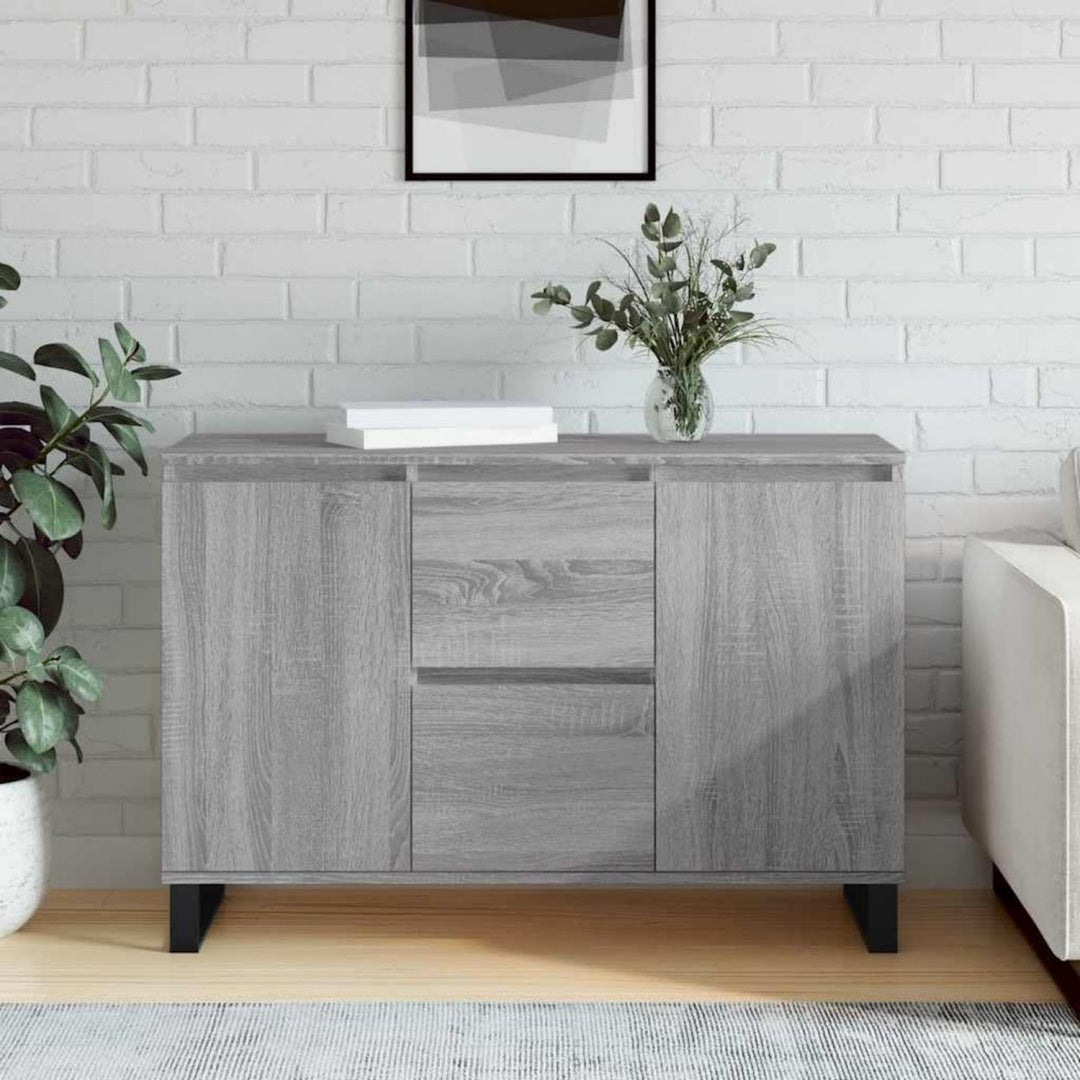 Sideboard mit den Massen 104 x 35 x 70 cm in Eichenbraun und Grau
