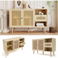 Sideboard mit Holzbeinen, einer Schublade und Flechtoptik